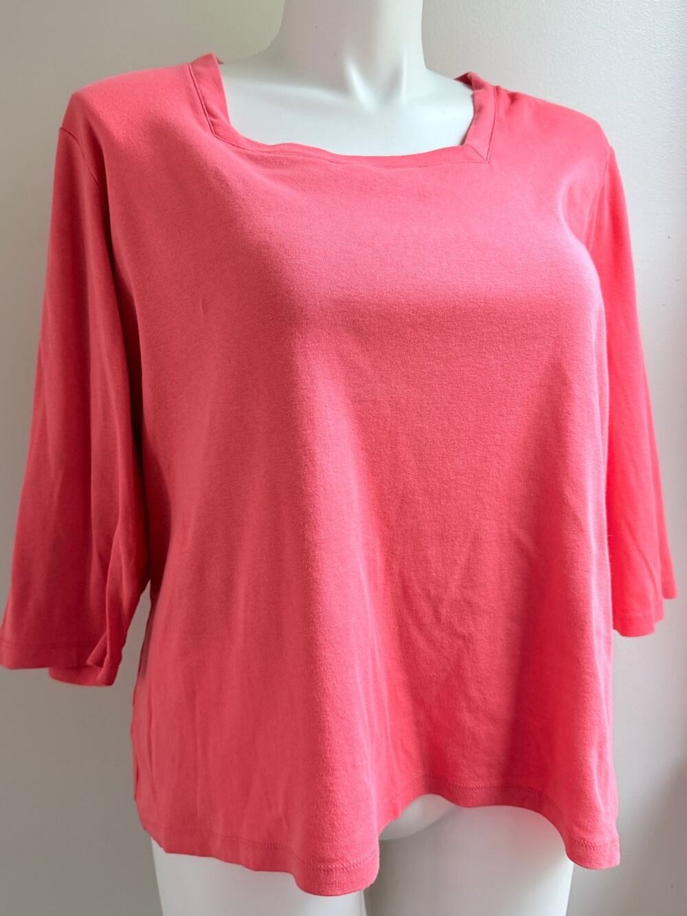 Jones New York Coral Square Neck 3/4 Sleeve Top women plus 2Xlarge 100% cotton